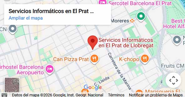Ubicación de mapa de Google para Servicios Informáticos El Prat de Llobregat